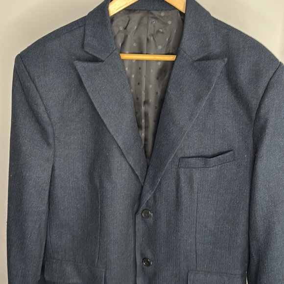 Men's Tweed Herringbone Wedding Suit Prom Tuxedo  3 Piece Peak Lapel Size 44R - Picture 3 of 12